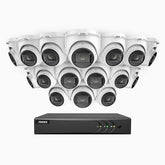 EL200 - 1080p 16 Kanal außen Kabelgebunden Überwachungskamera-Set mit 16 Kameras, intelligenter DVR mit Erkennung von Menschen & Fahrzeugen, 20 Meter Infrarot-Nachtsicht, 4-in-1-Ausgangssignal, IP67